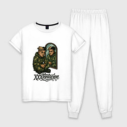 Пижама хлопковая женская XXXTentacion сидит у зеркала, цвет: белый