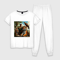 Пижама хлопковая женская Друзья грузинского витязя, цвет: белый