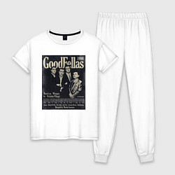 Пижама хлопковая женская Славные парни постер, цвет: белый
