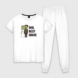 Пижама хлопковая женская Любовь зомби, цвет: белый