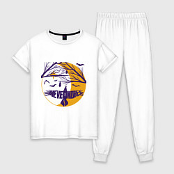 Пижама хлопковая женская Полёт в Невермор, цвет: белый