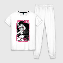 Пижама хлопковая женская Клинок, рассекающий демонов, Незуко, цвет: белый
