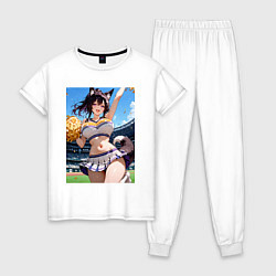 Пижама хлопковая женская Ушаста группа поддержки, цвет: белый