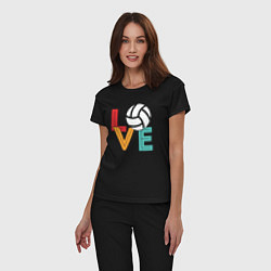 Пижама хлопковая женская Love volley, цвет: черный — фото 2