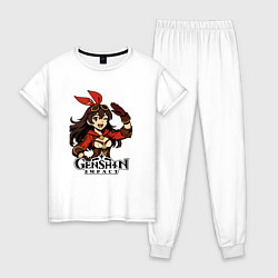 Пижама хлопковая женская Эмбер из Genshin Impact, цвет: белый