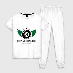 Пижама хлопковая женская Billiards (8 ball league), цвет: белый