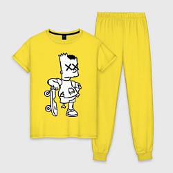 Пижама хлопковая женская Bart Simpsons Zombie, цвет: желтый