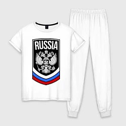 Пижама хлопковая женская Russia, цвет: белый
