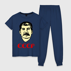 Пижама хлопковая женская Сталин: СССР, цвет: тёмно-синий