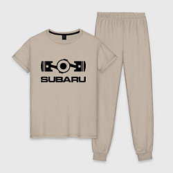 Пижама хлопковая женская Subaru, цвет: миндальный