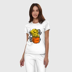 Пижама хлопковая женская Тигр с мячом, цвет: белый — фото 2