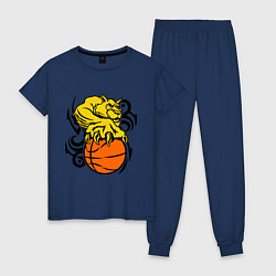 Пижама хлопковая женская Тигр с мячом, цвет: тёмно-синий