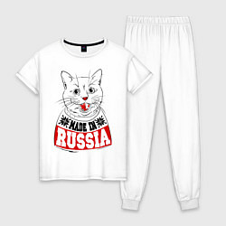 Пижама хлопковая женская Made in Russia: киса, цвет: белый