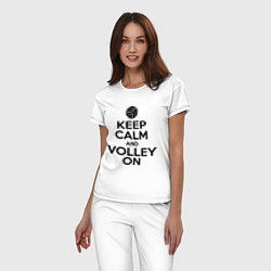 Пижама хлопковая женская Keep Calm & Volley On, цвет: белый — фото 2