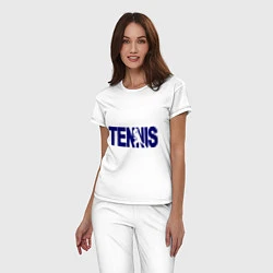 Пижама хлопковая женская Tennis, цвет: белый — фото 2