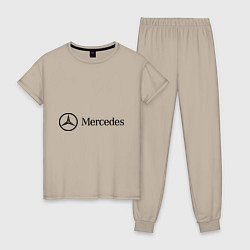 Пижама хлопковая женская Mercedes Logo, цвет: миндальный
