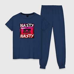 Пижама хлопковая женская The Prodigy: Nasty, цвет: тёмно-синий