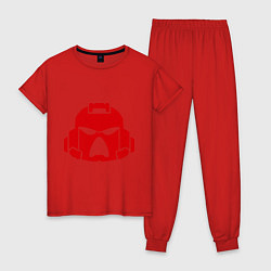 Пижама хлопковая женская Шлем Космодесанта, цвет: красный