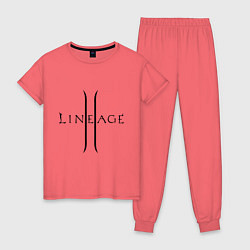 Пижама хлопковая женская Lineage logo, цвет: коралловый