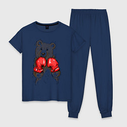 Пижама хлопковая женская Bear Boxing, цвет: тёмно-синий
