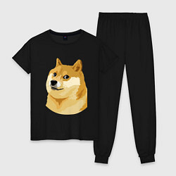 Пижама хлопковая женская Doge, цвет: черный