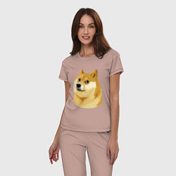 Пижама хлопковая женская Doge, цвет: пыльно-розовый — фото 2