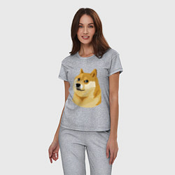 Пижама хлопковая женская Doge, цвет: меланж — фото 2