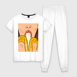Пижама хлопковая женская Банан, цвет: белый