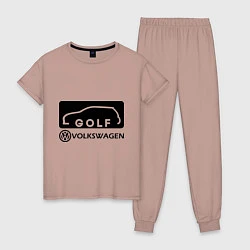 Пижама хлопковая женская Фольцваген гольф, цвет: пыльно-розовый