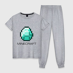 Пижама хлопковая женская Minecraft Diamond, цвет: меланж