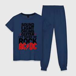 Пижама хлопковая женская AC/DC Rock, цвет: тёмно-синий