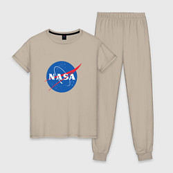 Пижама хлопковая женская NASA: Logo, цвет: миндальный