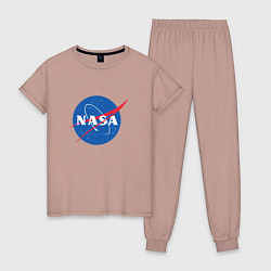 Пижама хлопковая женская NASA: Logo, цвет: пыльно-розовый