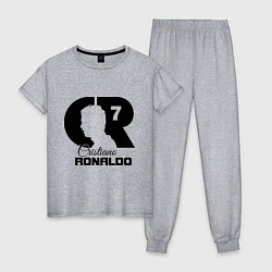 Пижама хлопковая женская CR Ronaldo 07, цвет: меланж