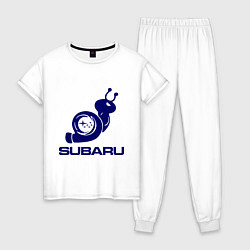 Пижама хлопковая женская Subaru, цвет: белый