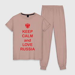 Пижама хлопковая женская Keep Calm & Love Russia, цвет: пыльно-розовый