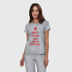 Пижама хлопковая женская Keep Calm & Love Russia, цвет: меланж — фото 2