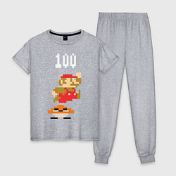 Пижама хлопковая женская Mario: 100 coins, цвет: меланж