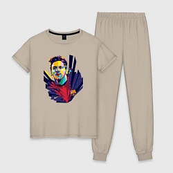 Пижама хлопковая женская Messi Art, цвет: миндальный