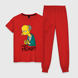 Пижама хлопковая женская Mr. Burns: I get money, цвет: красный