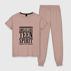 Пижама хлопковая женская Smells like teen spirit, цвет: пыльно-розовый