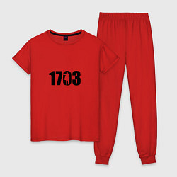 Пижама хлопковая женская 1703, цвет: красный