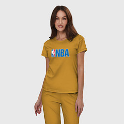 Пижама хлопковая женская NBA, цвет: горчичный — фото 2