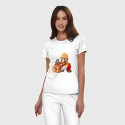 Пижама хлопковая женская Super Mario: Builder, цвет: белый — фото 2