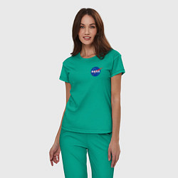 Пижама хлопковая женская NASA цвета зеленый — фото 2