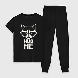 Пижама хлопковая женская Raccoon: Hug me, цвет: черный