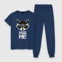 Пижама хлопковая женская Raccoon: Hug me, цвет: тёмно-синий