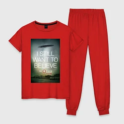 Пижама хлопковая женская X-Files: Aliens, цвет: красный