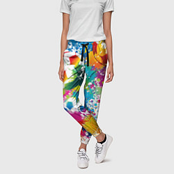 Брюки женские Футбольные мячи - красочные брызги, цвет: 3D-принт — фото 2