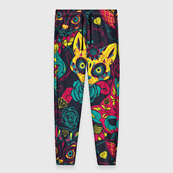Брюки женские Мексиканский день мёртвых у кошек, цвет: 3D-принт